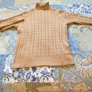 St. John's Bay Cable Knit Turtleneck Sweater - Beige